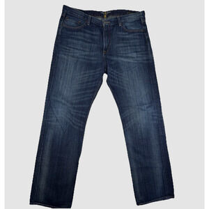 Lucky Brand 361 Vintage Straight Men's Jeans 38x34 Blue Denim Distressed Whisker